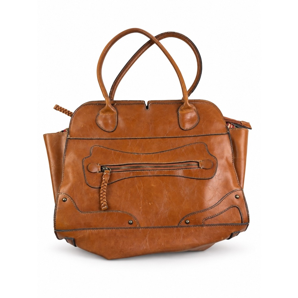 Emilie M. Vintage Y2K 2000's Cognac Vegan Rustic Leather Shoulder Bag Purse